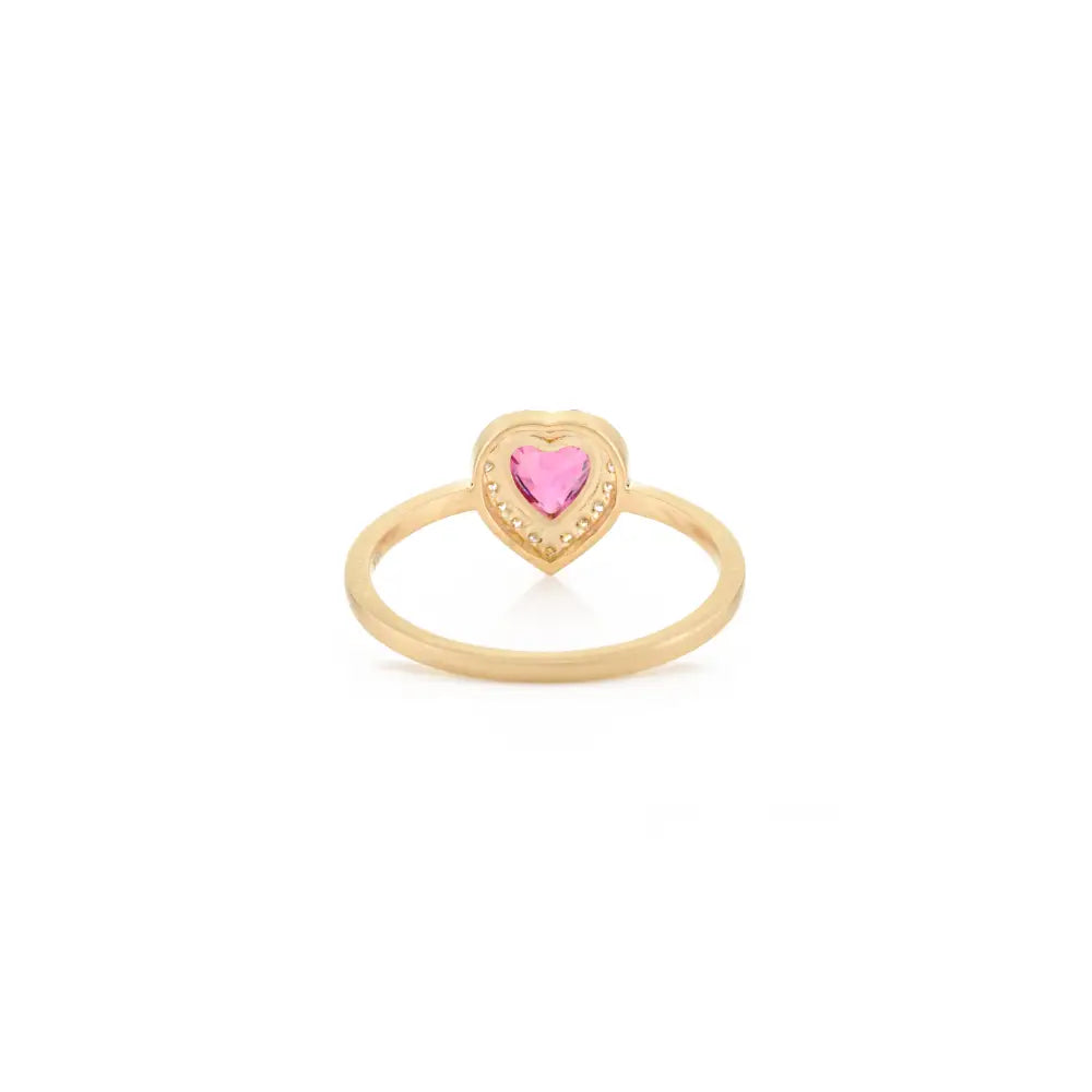 Red Ruby & Diamond Heart Shape Halo Proposal Ring In 18K Yellow Gold Anniversary Gift