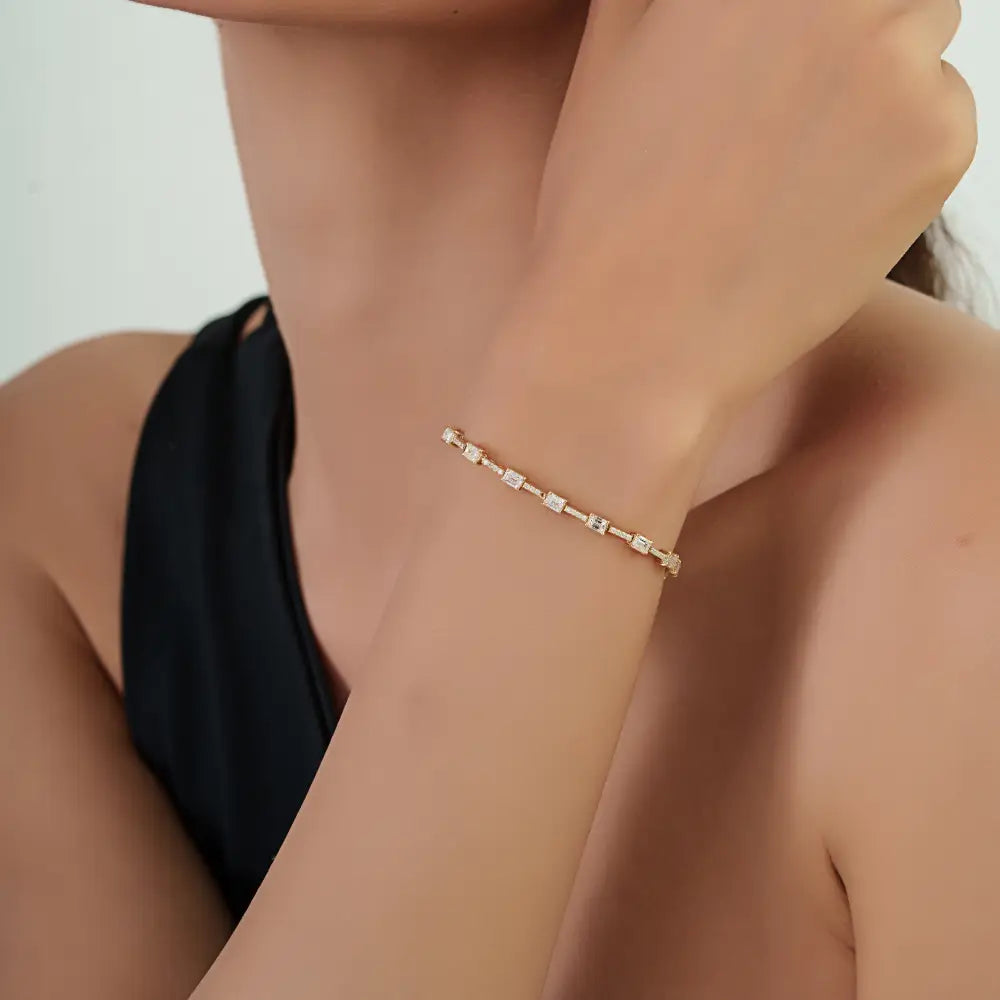 Stunning 14K Real Yellow Gold Natural Diamond Tennis Bracelet Trending Jewelry Manufacturer