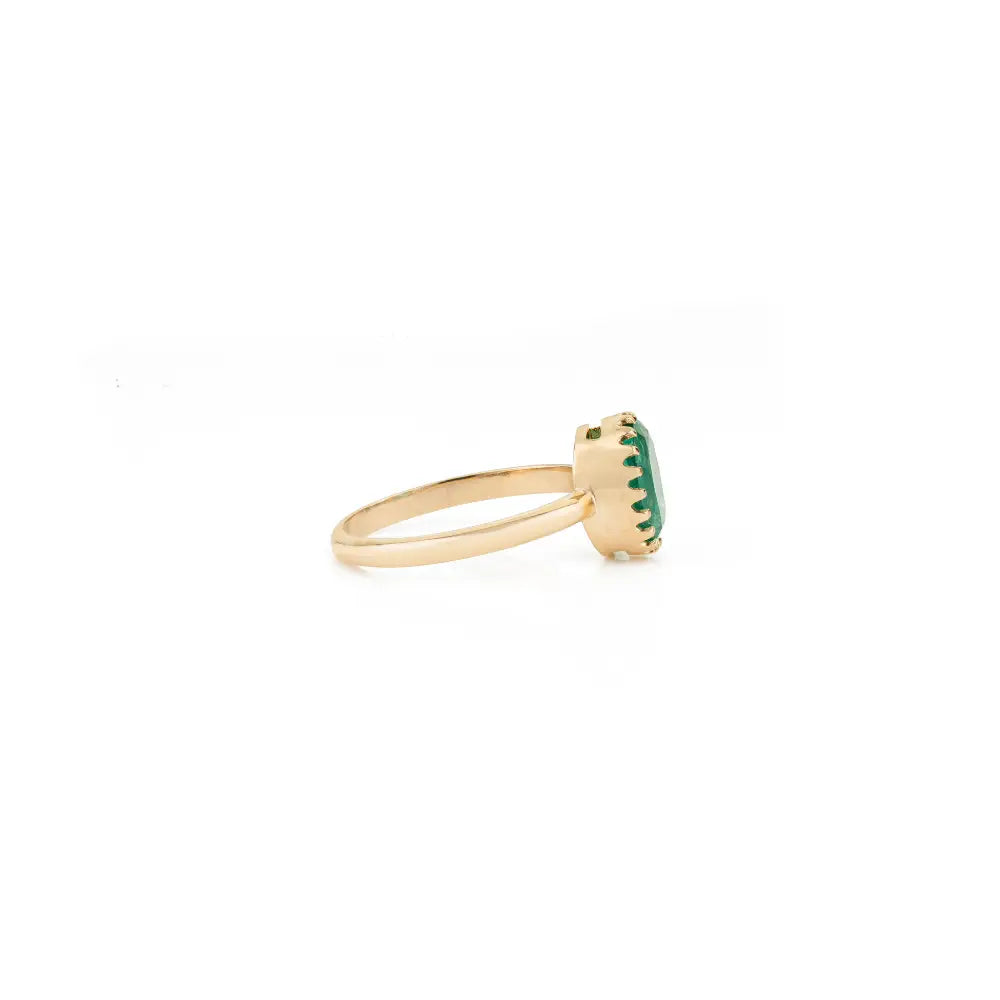 Oval Cut Emerald Solitaire Gemstone Engagement Ring Solid 18K Yellow Gold Fine Jewelry