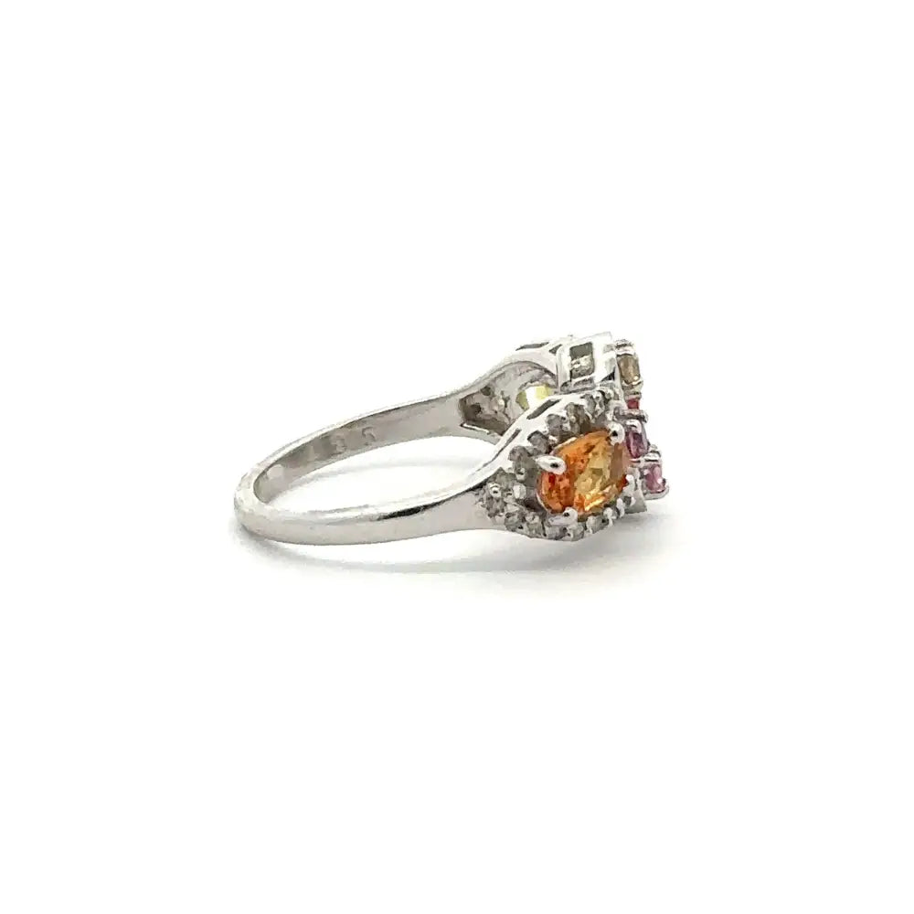 Superior Quality Luxury Design Multi Gemstone Band Ring Set In Prong Setting Pure 925 Sterling Silver