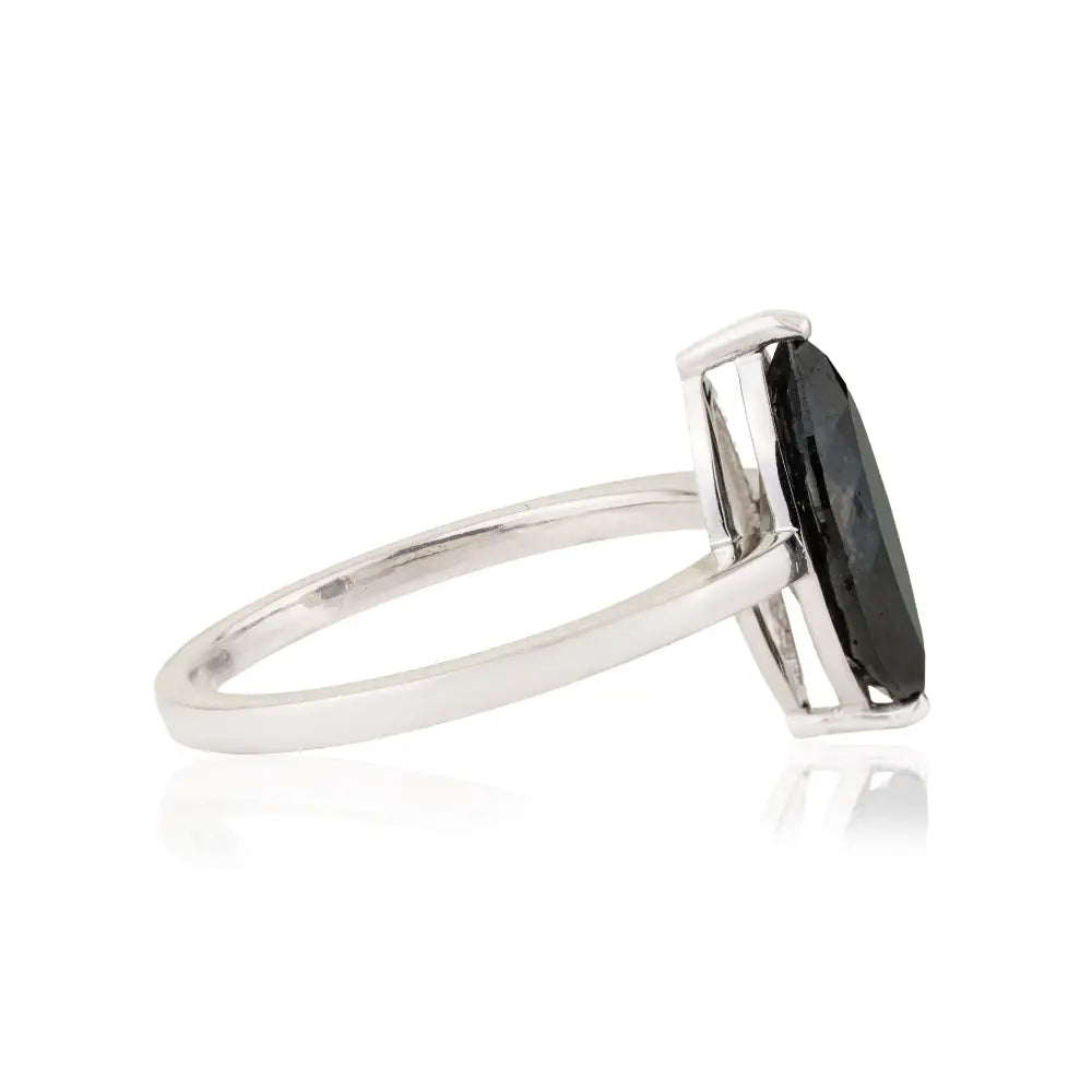 Wholesale Marquise Cut Black Diamond Solitaire Ring Real K14 White Gold Handmade Jewelry