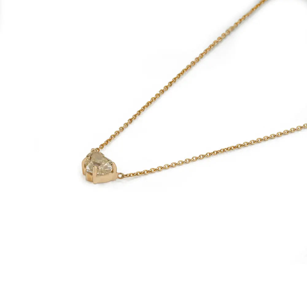 18K Real Yellow Gold Heart Shape Yellow Diamond Solitaire Pendant Necklace Dainty Jewelry