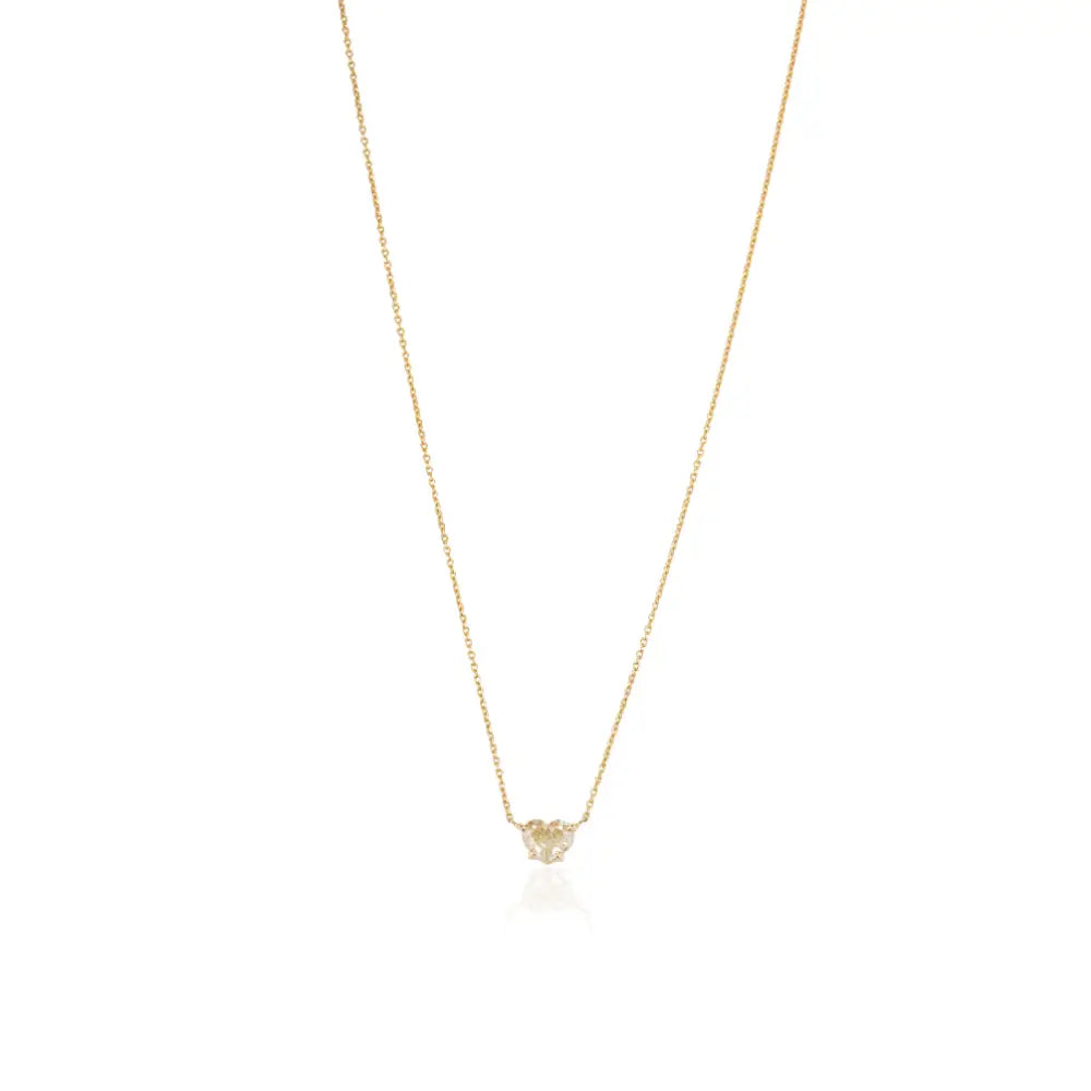 18K Real Yellow Gold Heart Shape Yellow Diamond Solitaire Pendant Necklace Dainty Jewelry