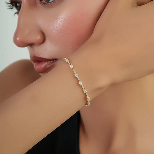 Stunning 14K Real Yellow Gold Natural Diamond Tennis Bracelet Trending Jewelry Manufacturer