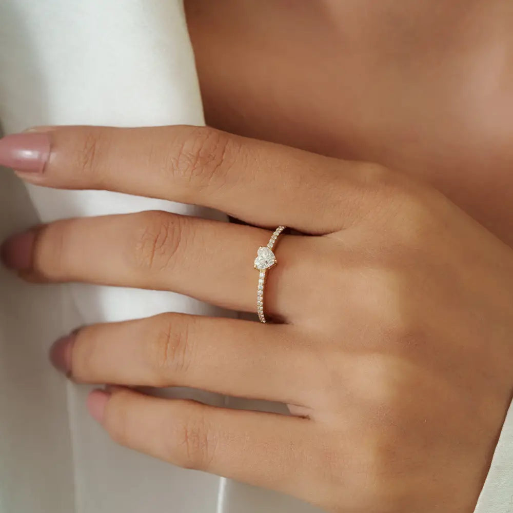Elegant Simple 100% Natural Diamond Stacking Minimalist Ring Solid 14K Yellow Gold Jewelry