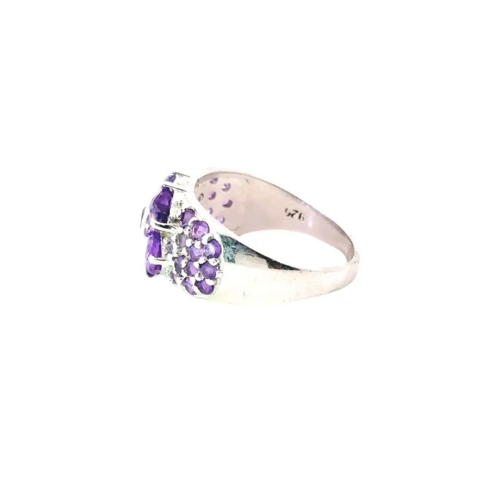 Gorgeous Top Quality Real Amethyst Flower Dome Ring For Wedding Accessories