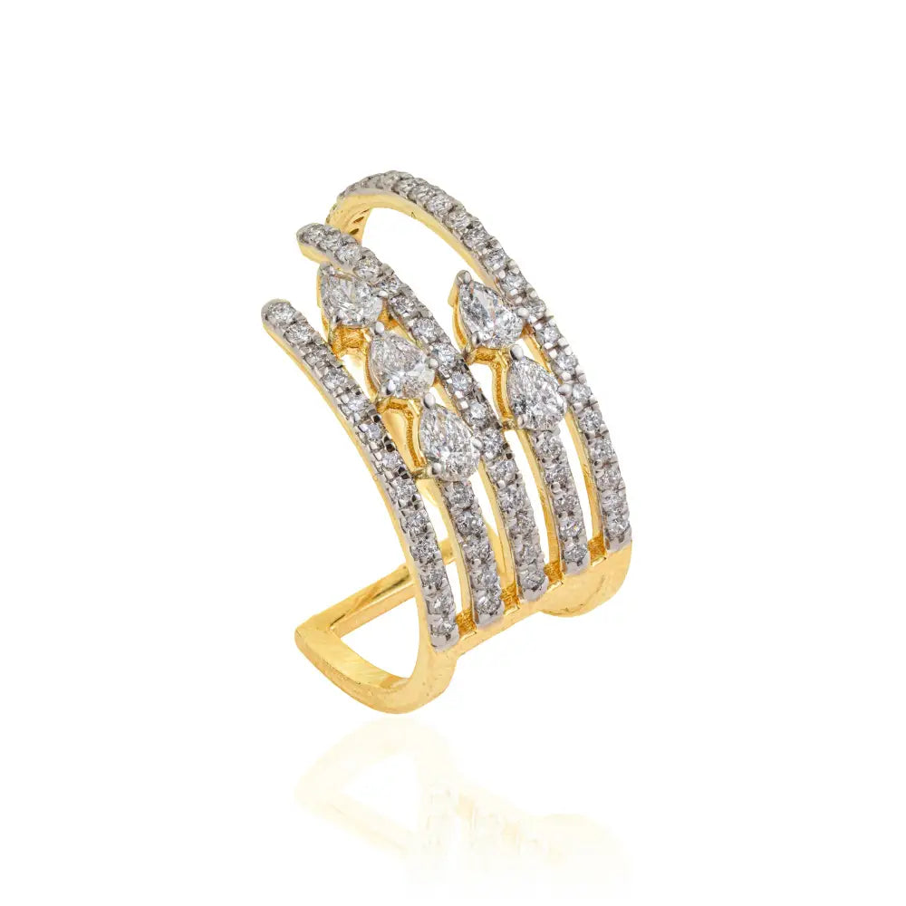 Unique Design K14 Yellow Gold Natural Diamond Statement Ring Engagement Bulk Jewelry