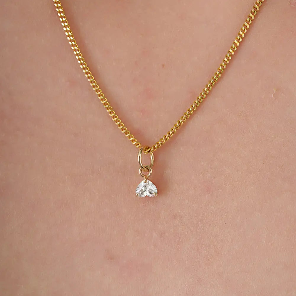 Dainty Minimalist Natural Diamond Heart Shape Pendant Gift For Girlfriend 14K Yellow Gold