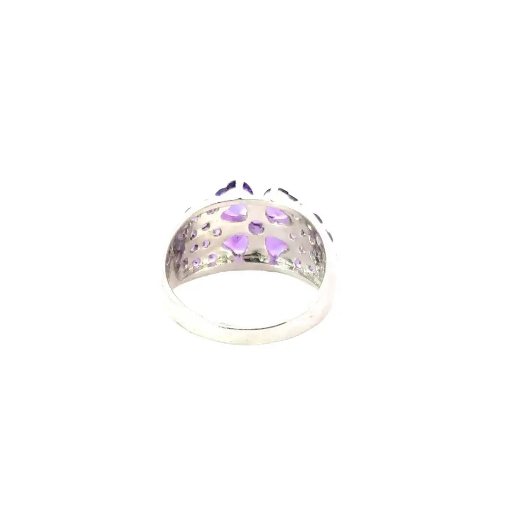 Gorgeous Top Quality Real Amethyst Flower Dome Ring For Wedding Accessories