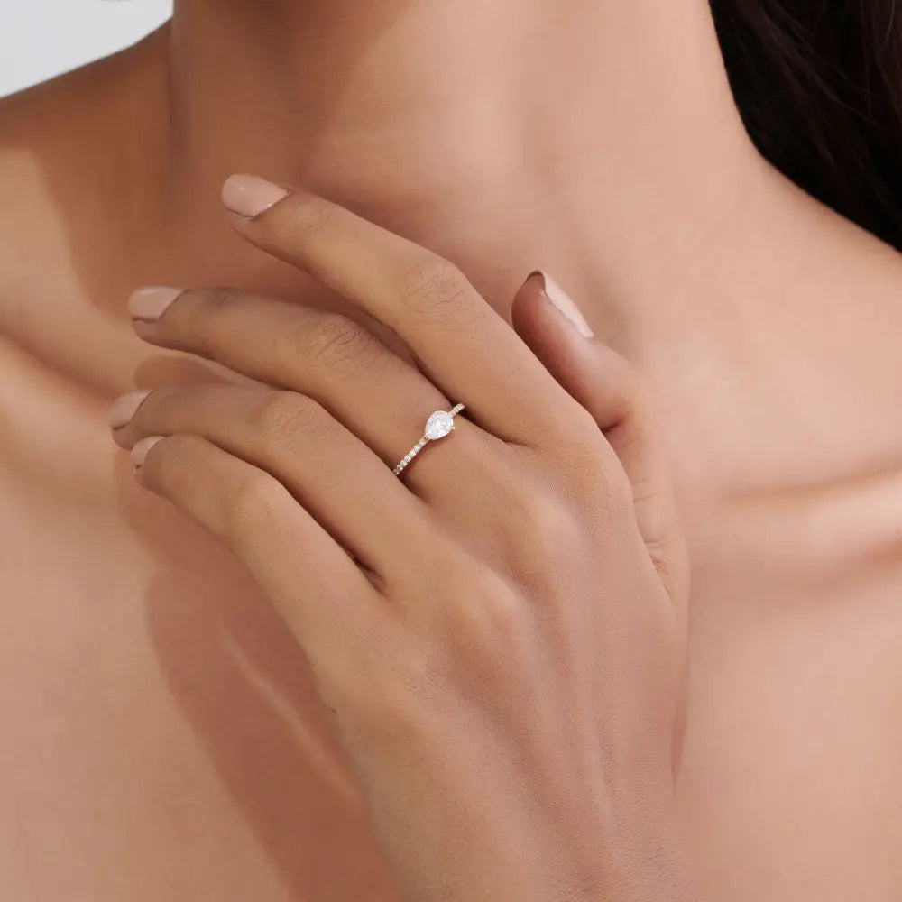 Elegant Classic Design Natural Diamond Solid K14 Yellow Gold Minimal Stacking Ring For Women