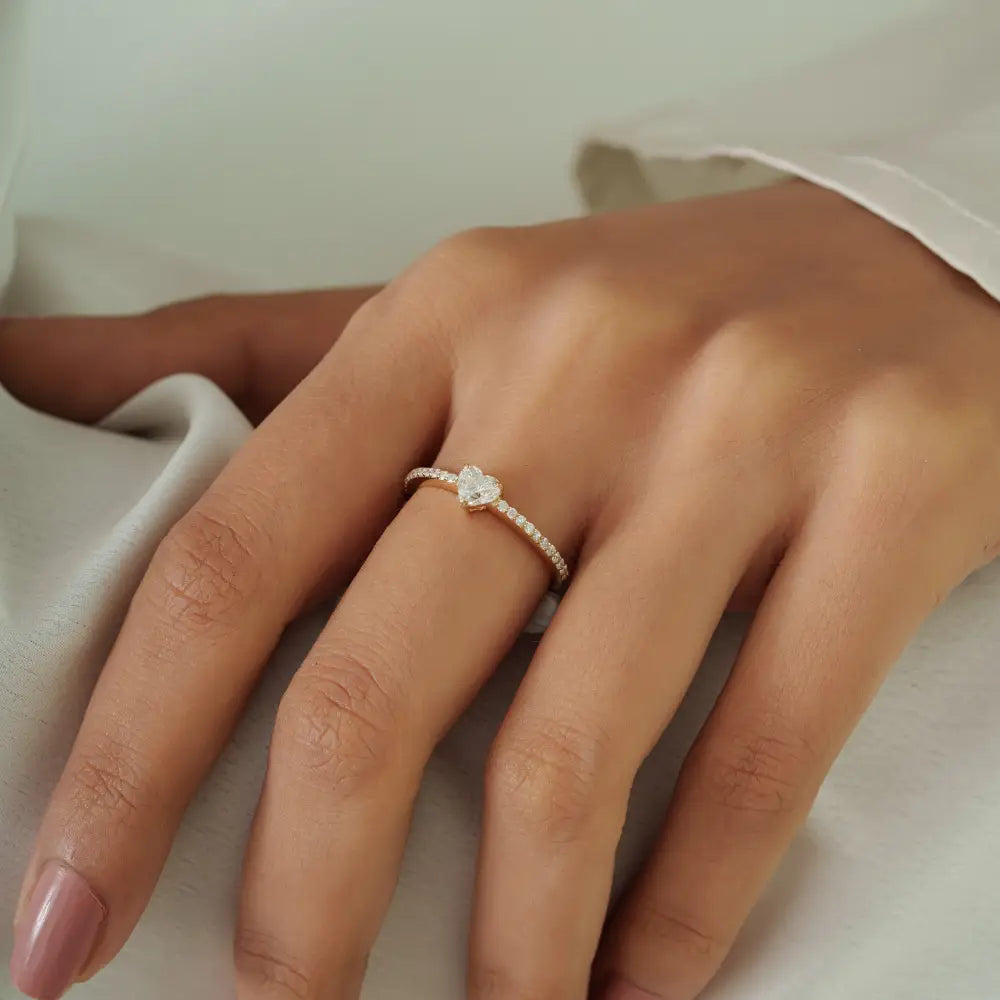 Elegant Simple 100% Natural Diamond Stacking Minimalist Ring Solid 14K Yellow Gold Jewelry