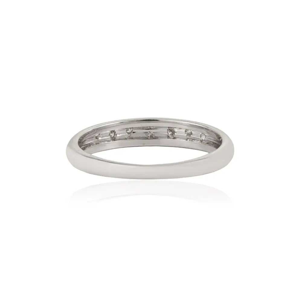 Latest Design Pave Set Diamond Minimalist Dome Ring Real K14 White Gold Jewelry Supplier