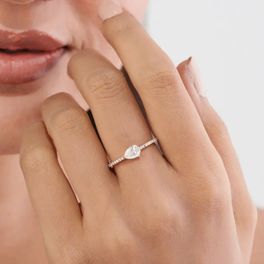 Elegant Classic Design Natural Diamond Solid K14 Yellow Gold Minimal Stacking Ring For Women