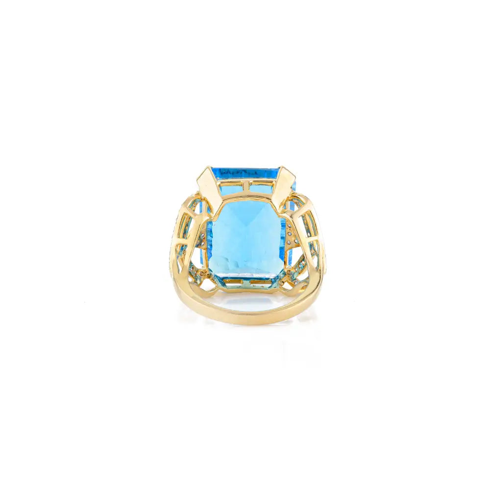 Unique Design Fine Blue Topaz & Diamond Statement Chunky Ring Wholesale Custom Jewelry