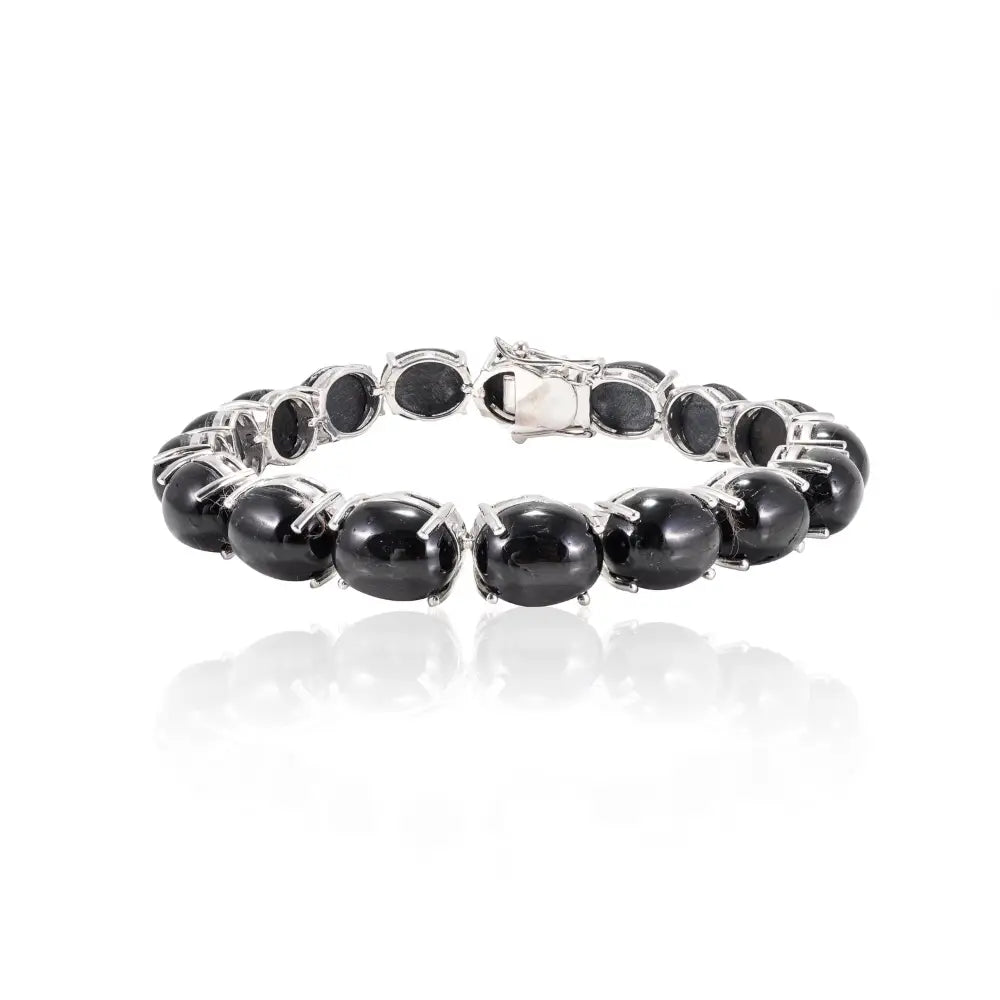Explore 100% Natural Oval Cut Black Star Tennis Bracelet For Unisex New Trendy Products