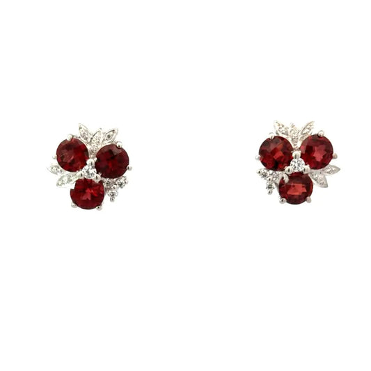 January Birthstone Garnet & American Diamond Stud Earrings Women Jewelry Best Selling Products