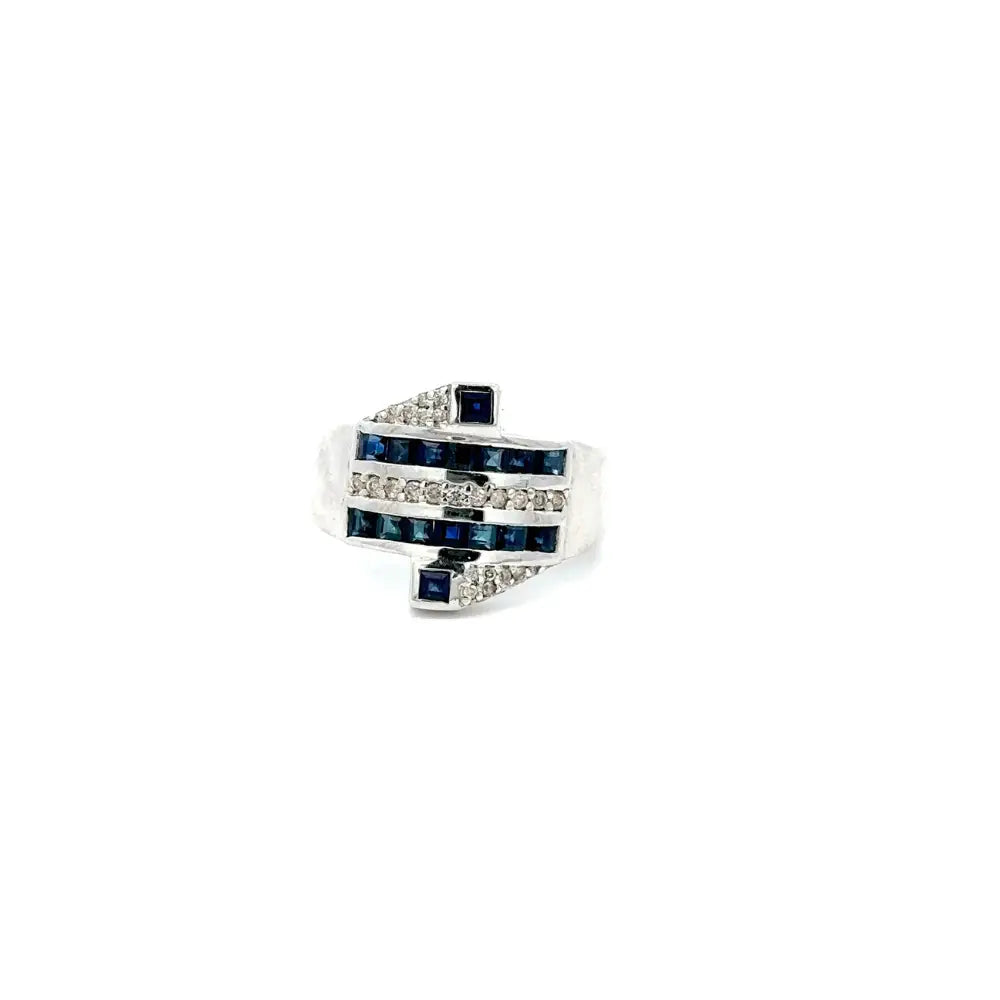 Wholesale Fine Jewelry 925 Sterling Silver Sapphire & American Diamond Statement Ring For Men