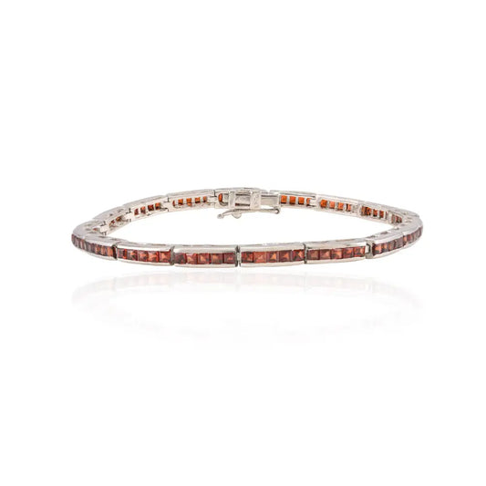 Sterling 925 Silver Natural Garnet Tennis Bracelet For Daily Wear Set In Channel Setting Wholesale Price