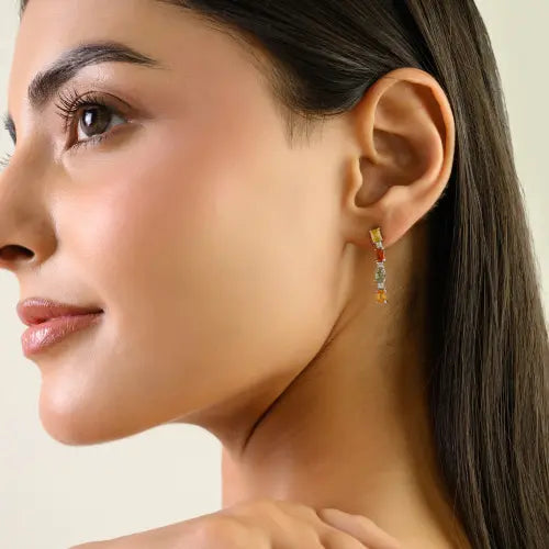 100% Authentic Multi Sapphire Gemstone Classy 925 Silver Dangle Earrings For Women New Arrivals Jewelry