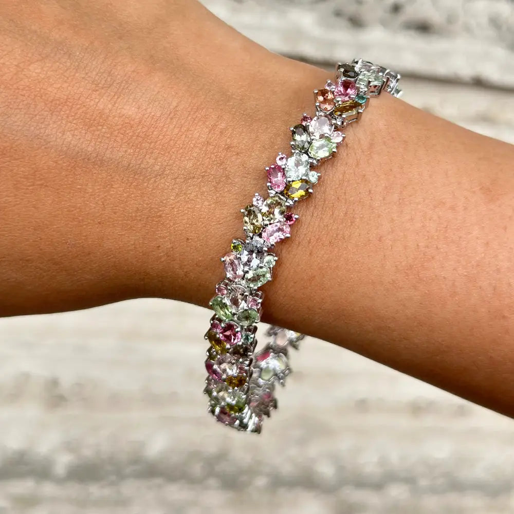 High Grade Jewelry New Trendy Products Multi Tourmaline Tennis Bracelet For Wedding Accessories