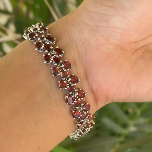 Custom Made Jewelry Manuafcturer Real Garnet Statement Bracelet For Wedding Accessories