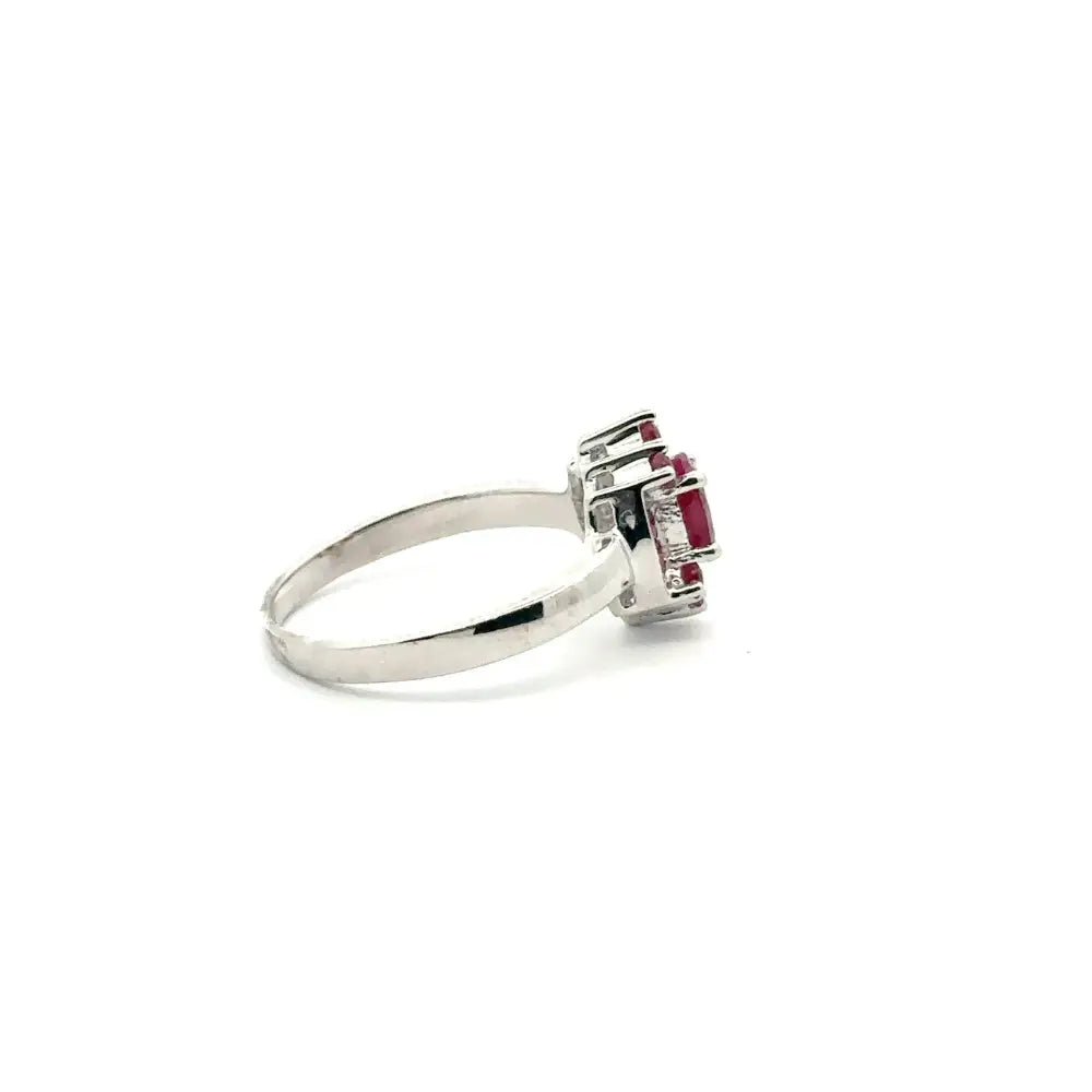 Best Selling Products Fine Ruby Cluster Ring Set In Prong Setting For Daily Wear