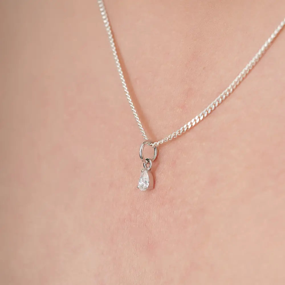 Dainty Pear Cut Diamond 14K White Gold Solitaire Pendant Daily Wear Best Selling Jewelry