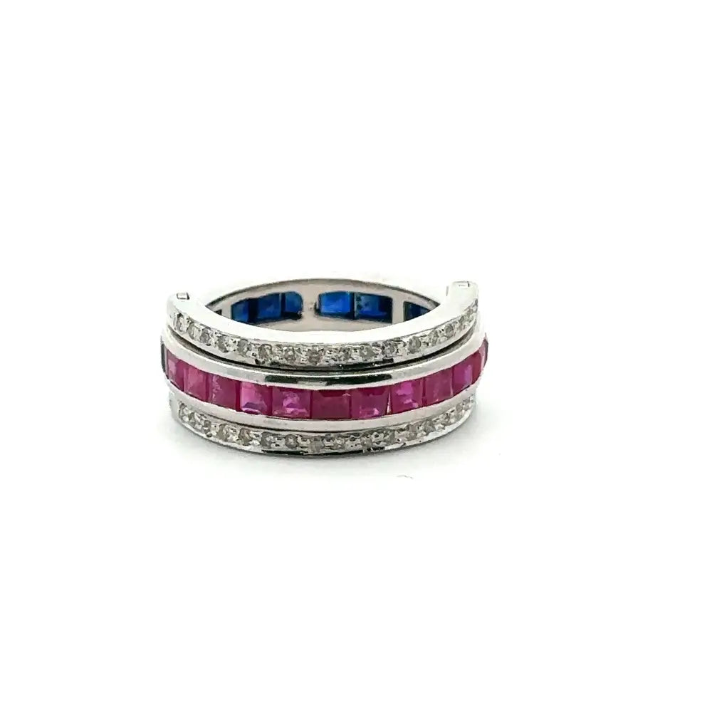 Unique Jewelry Latest Design Handmade Sapphire Ruby & American Diamond Magic 925 Silver Ring For Wedding