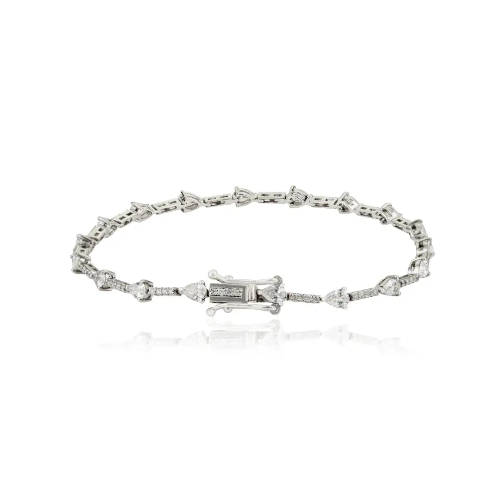 Handmade Natural Diamond 14K Real White Gold Fine Sleek Tennis Bracelet Wholesale Jewelry