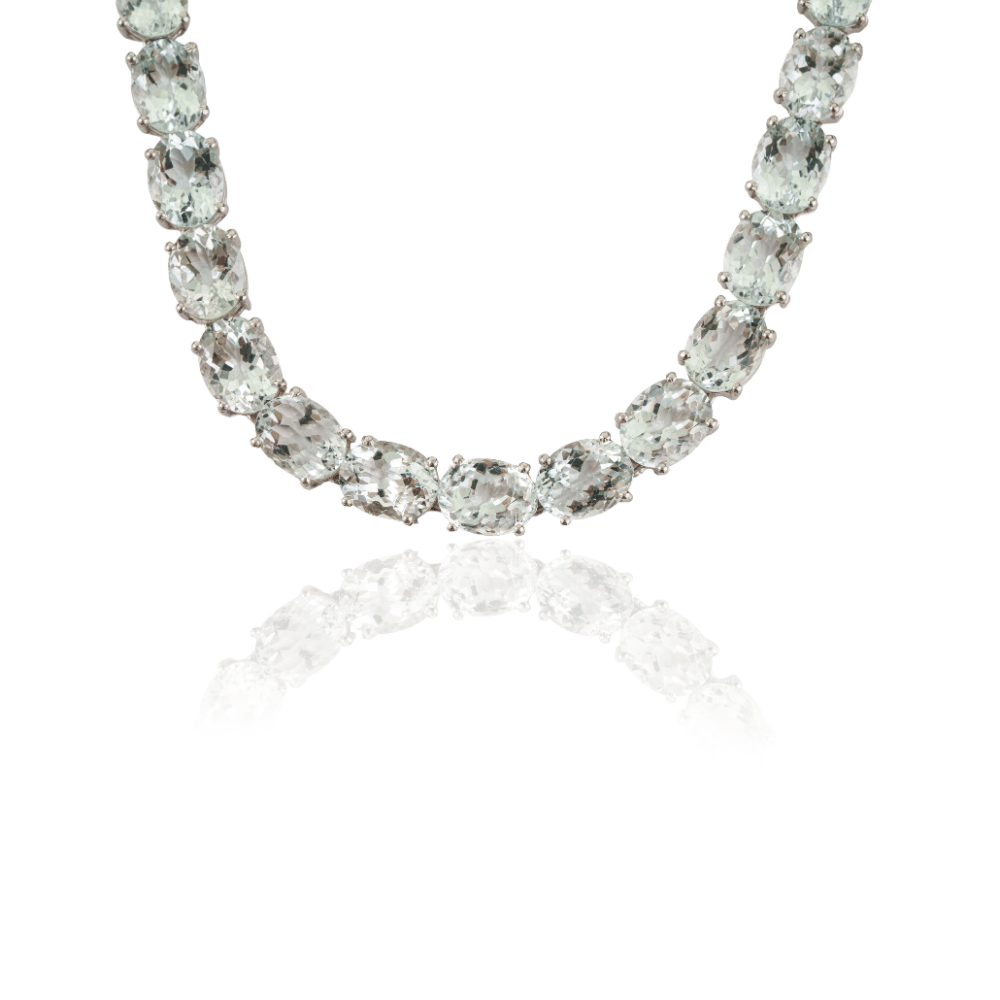Stunning 925 Pure Silver Classic Tennis Necklace & Earrings Set Fine Jewelry For Women's
