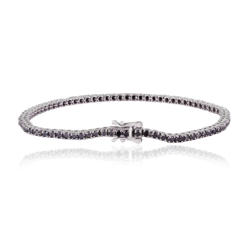 Minimalist 925 Sterling Silver Natural Black Diamond Slim Tennis Bracelet For Women's