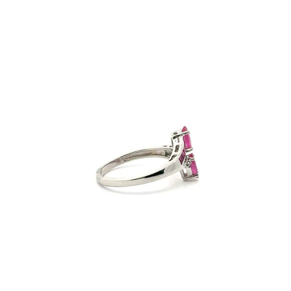 High Quality Natural Ruby & American Diamond Simple Ring Set In 925 Sterling Silver Fine Jewelry