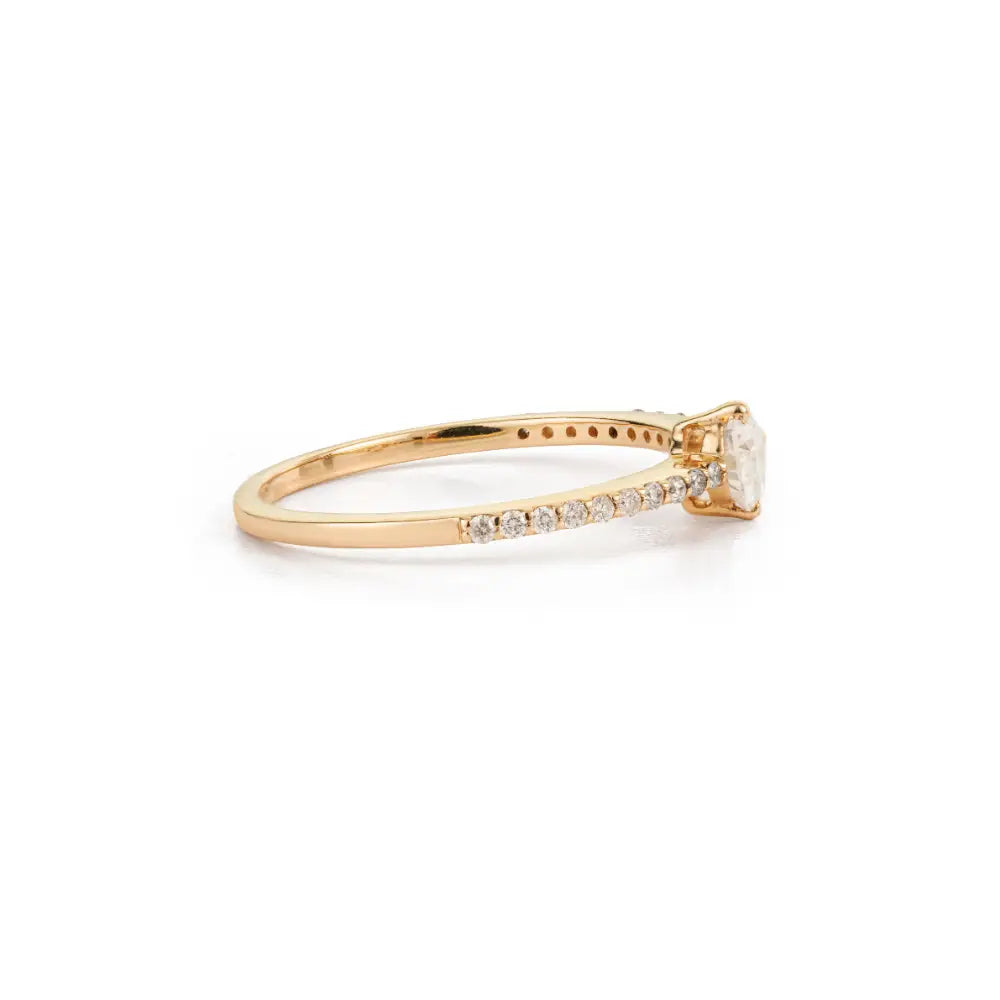 Elegant Classic Design Natural Diamond Solid K14 Yellow Gold Minimal Stacking Ring For Women