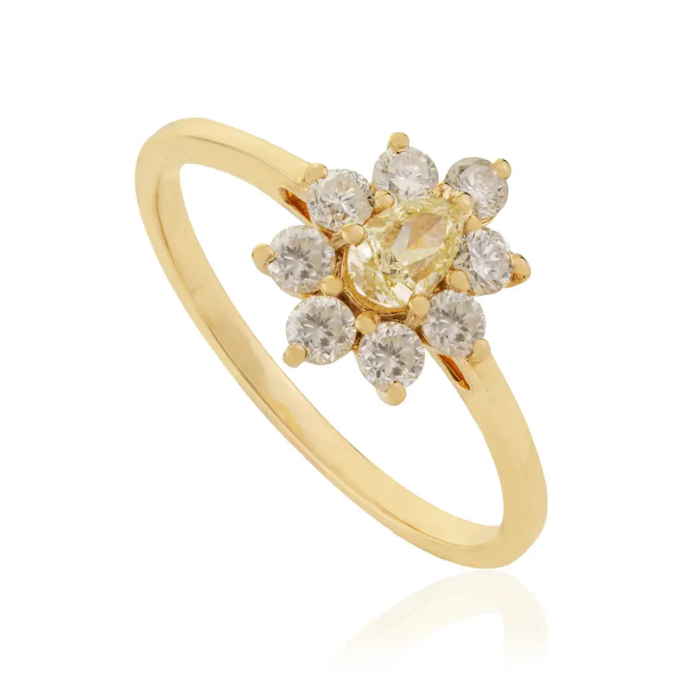 Sparkle Jewelry 100% Real Diamond Engagement Cluster Ring 14K Yellow Gold Custom Jewelry