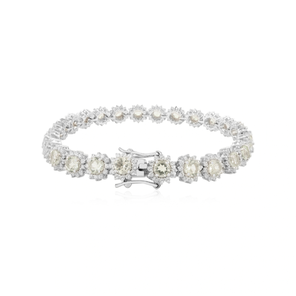 New Trendy Products Handmade Real Green Amethyst Round Flower Bracelet Semi Precious Gemstone Jewelry
