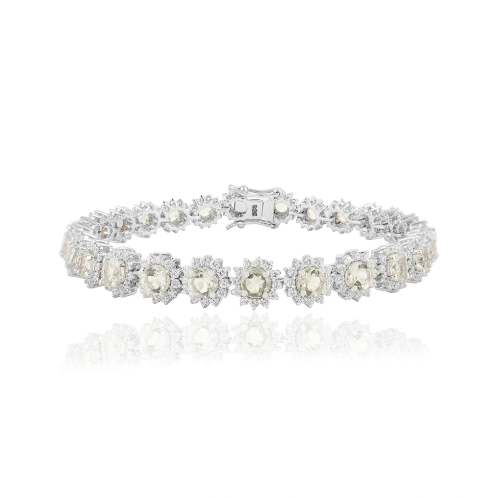 New Trendy Products Handmade Real Green Amethyst Round Flower Bracelet Semi Precious Gemstone Jewelry