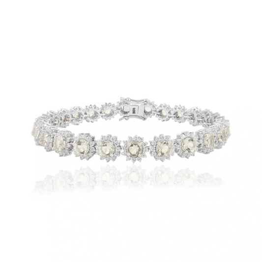 New Trendy Products Handmade Real Green Amethyst Round Flower Bracelet Semi Precious Gemstone Jewelry