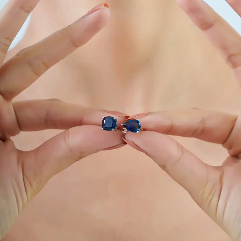 Best Quality Prong Set Blue Sapphire Gemstone Open Ring 18K Pure White Gold Bulk Jewelry