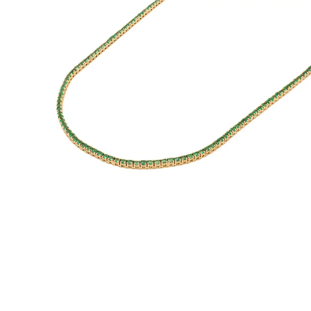 Zambian Emerald Trading Products Sleek Tennis Necklace For Women 14K Pure Yellow Gold
