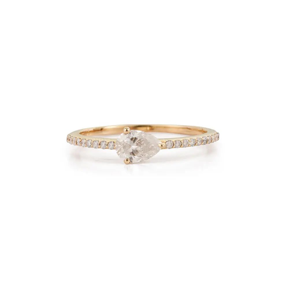 Elegant Classic Design Natural Diamond Solid K14 Yellow Gold Minimal Stacking Ring For Women