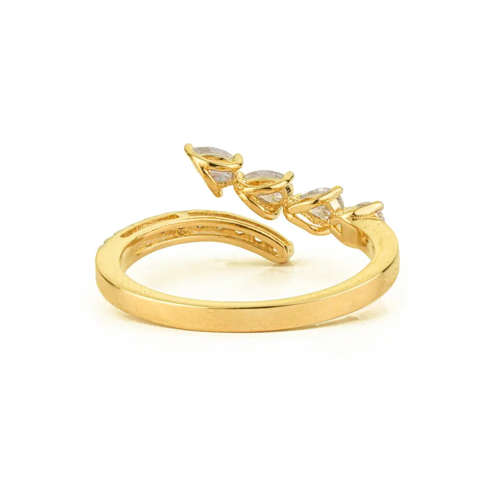 Minimal Unique Design Real Diamond Stacking Bypass Ring Custom 14K Yellow Gold Jewelry