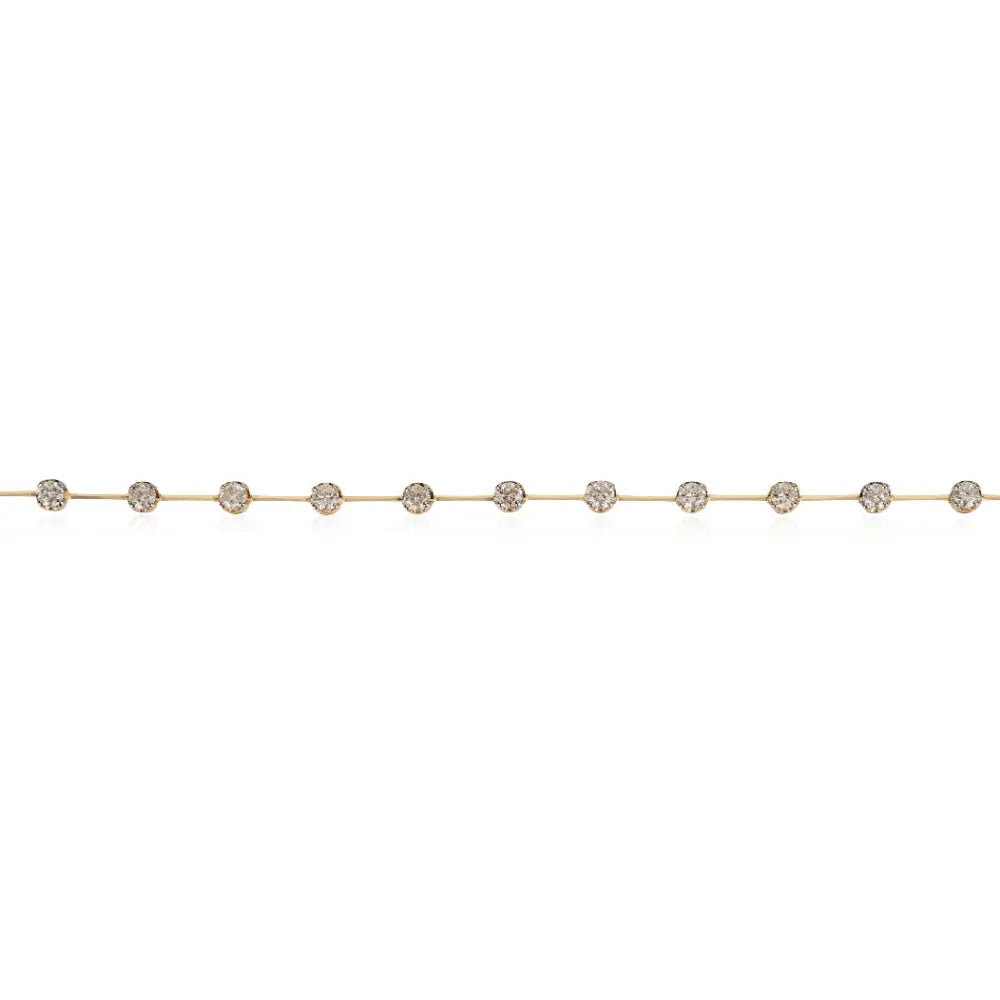 Unique Design Real Diamond Spaced-Out Stackable Tennis Bracelet 14K Real Yellow Gold