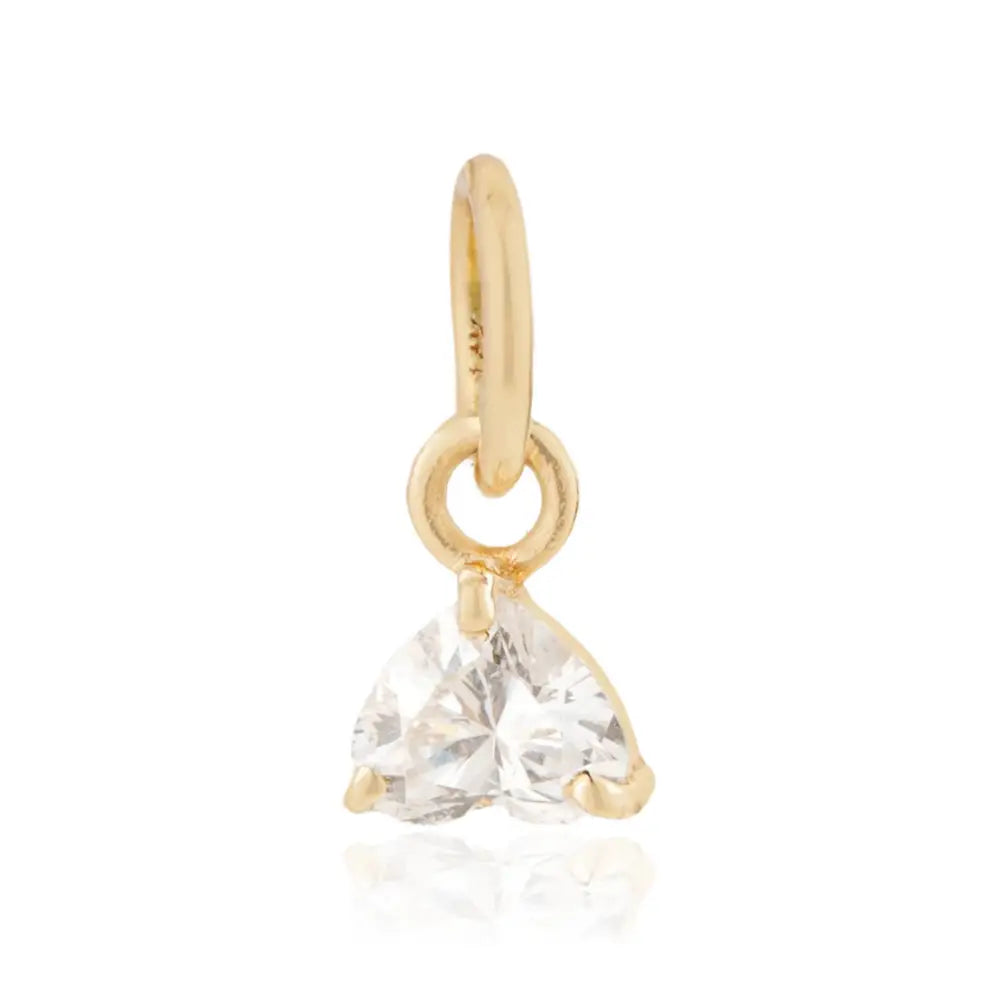 Dainty Minimalist Natural Diamond Heart Shape Pendant Gift For Girlfriend 14K Yellow Gold