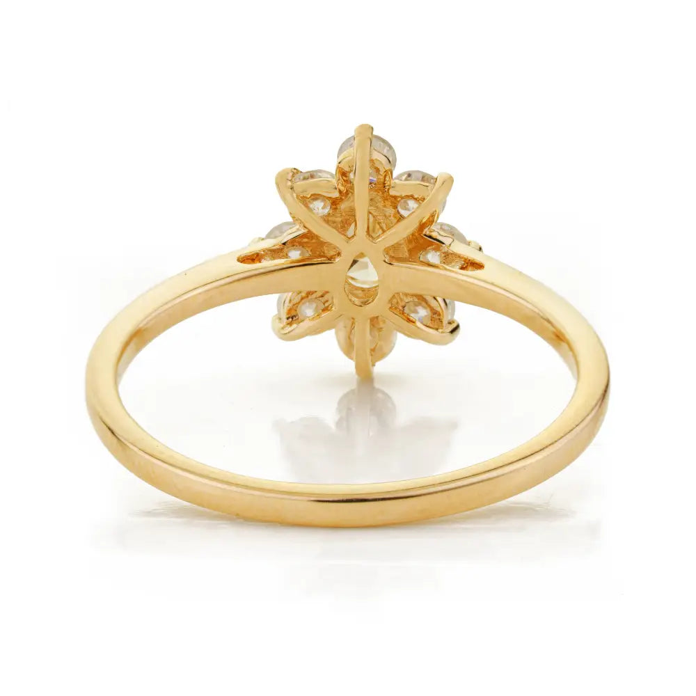 Sparkle Jewelry 100% Real Diamond Engagement Cluster Ring 14K Yellow Gold Custom Jewelry