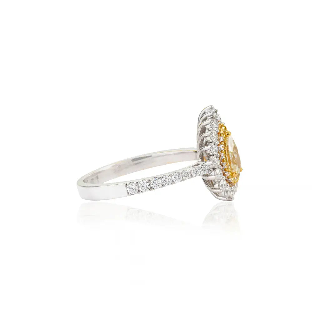 New Luxury Natural Diamond Pear Shape Cluster Engagement Ring Real K18 White Gold Jewelry
