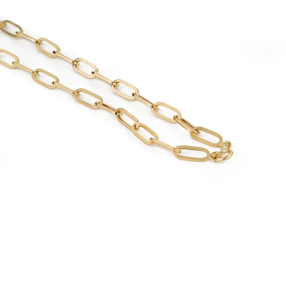 Oval Shape Aquamarine & Round Cut Diamond Bold Cluster Paperclip Chain Pendant Necklace 14K Yellow Gold