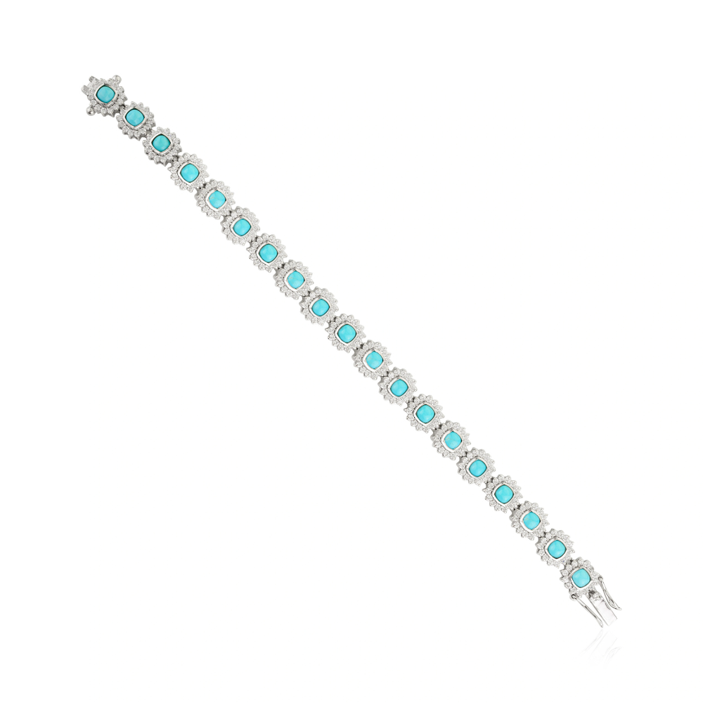 Wholesale Item In Bulk 100% Authentic Turquoise & American Diamond Statement Bracelet 925 Silver