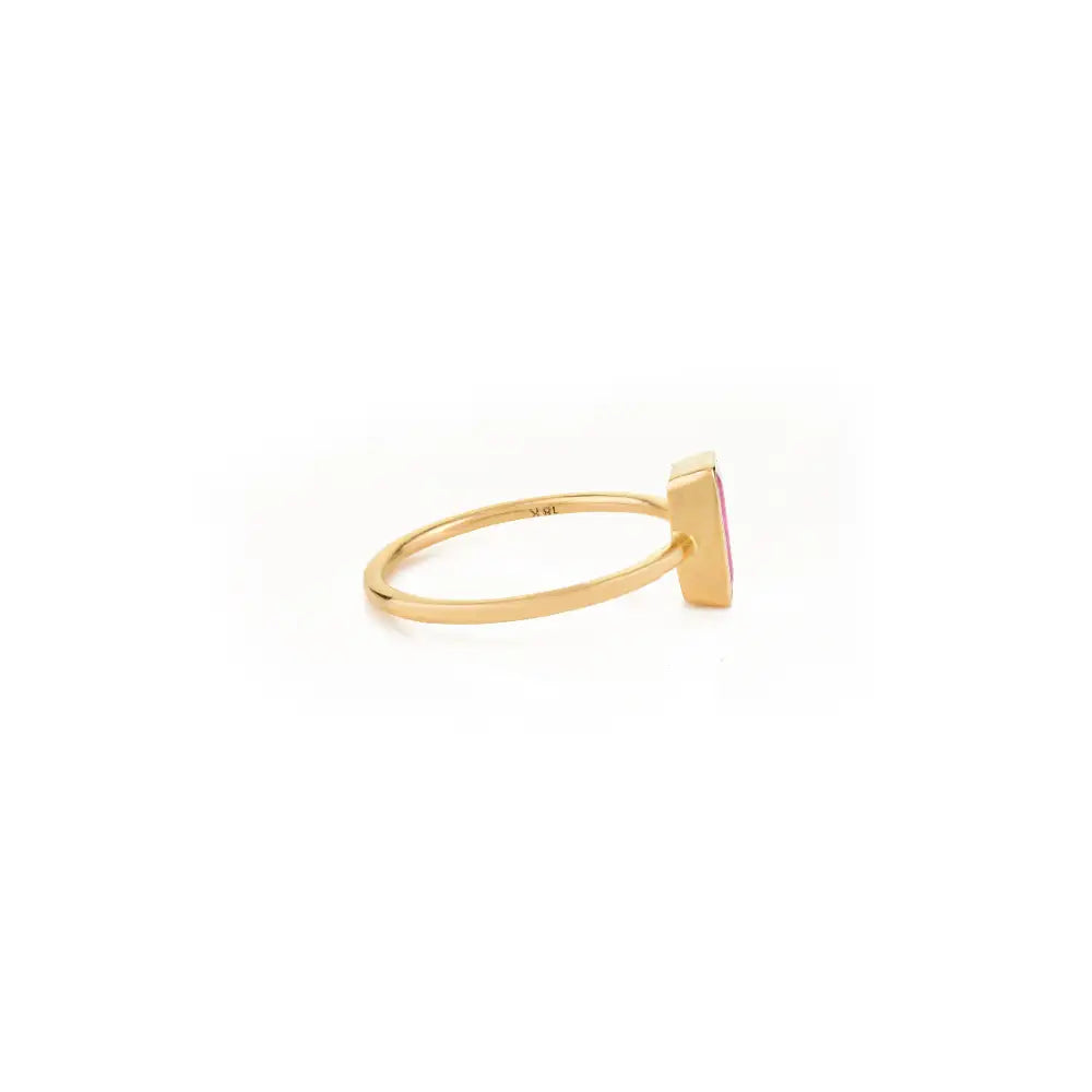 Elegant Classic Style 18K Yellow Gold Ruby Single Stone Stackable Ring July Birthstone Jewelry