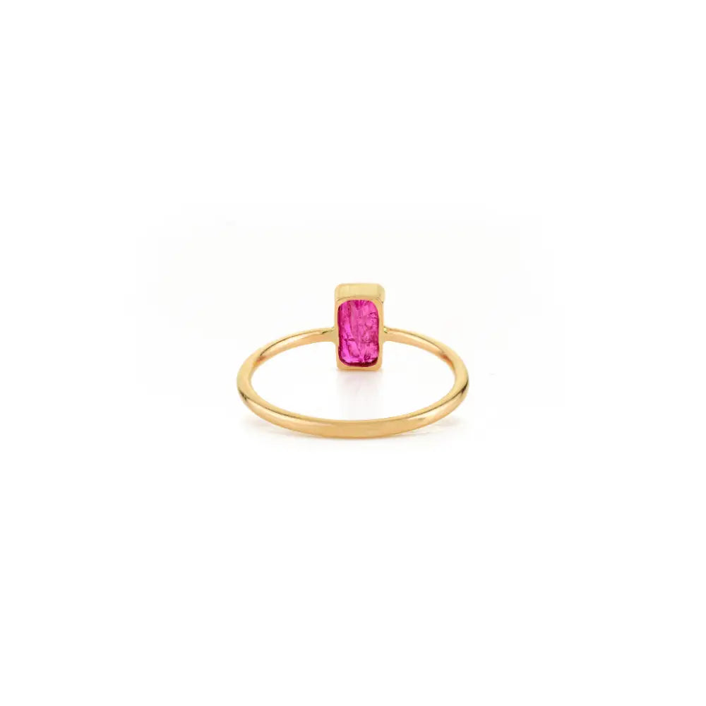 Elegant Classic Style 18K Yellow Gold Ruby Single Stone Stackable Ring July Birthstone Jewelry