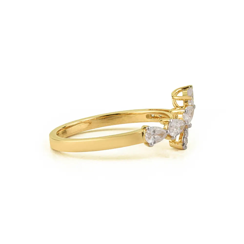Minimal Unique Design Real Diamond Stacking Bypass Ring Custom 14K Yellow Gold Jewelry